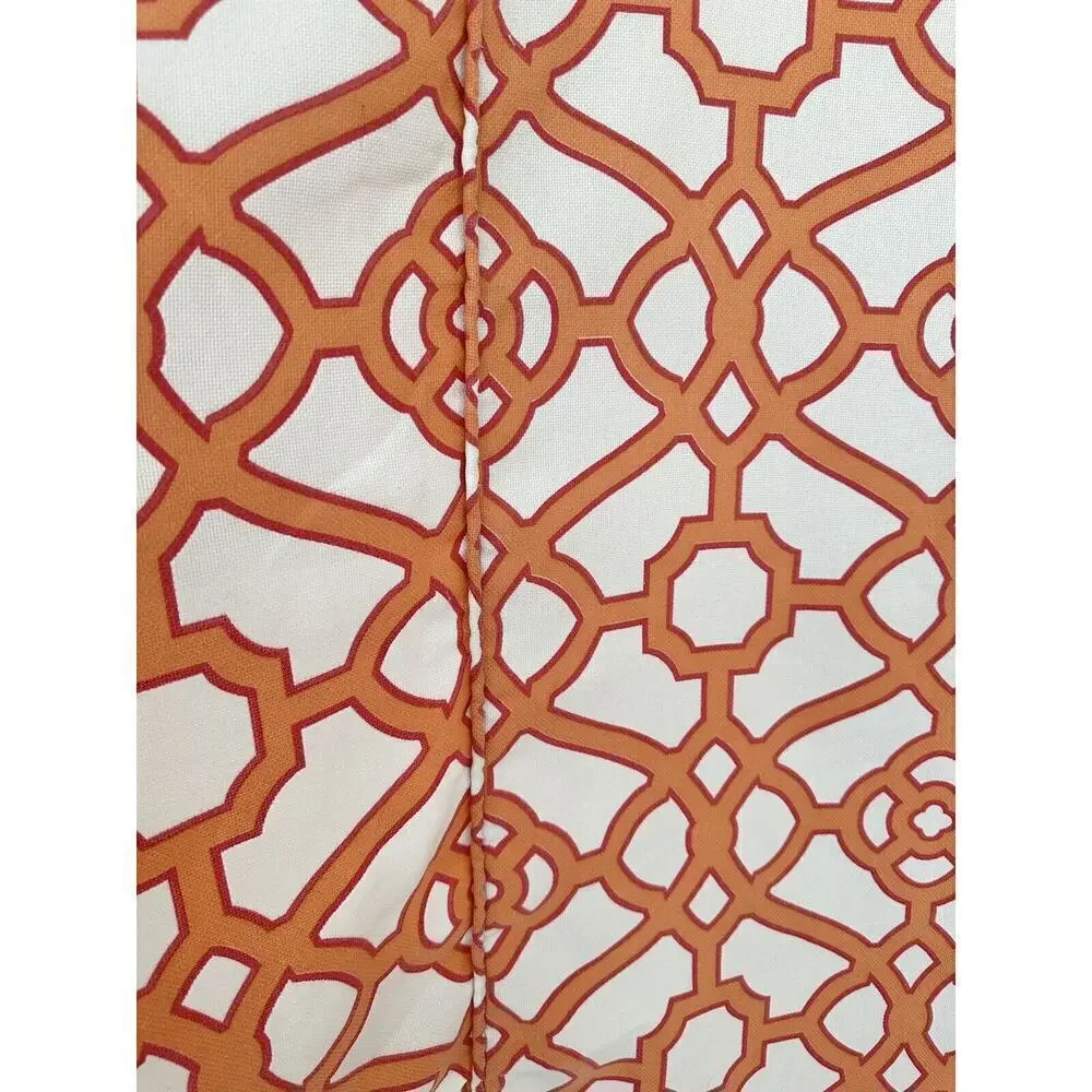 King Duvet Cotton Cream Orange Lattice Chain link MODERN 1 Sham Hand Made